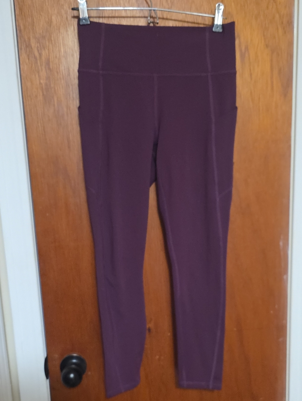 Fabletics High-Waist Plum Leggings with Side Pockets